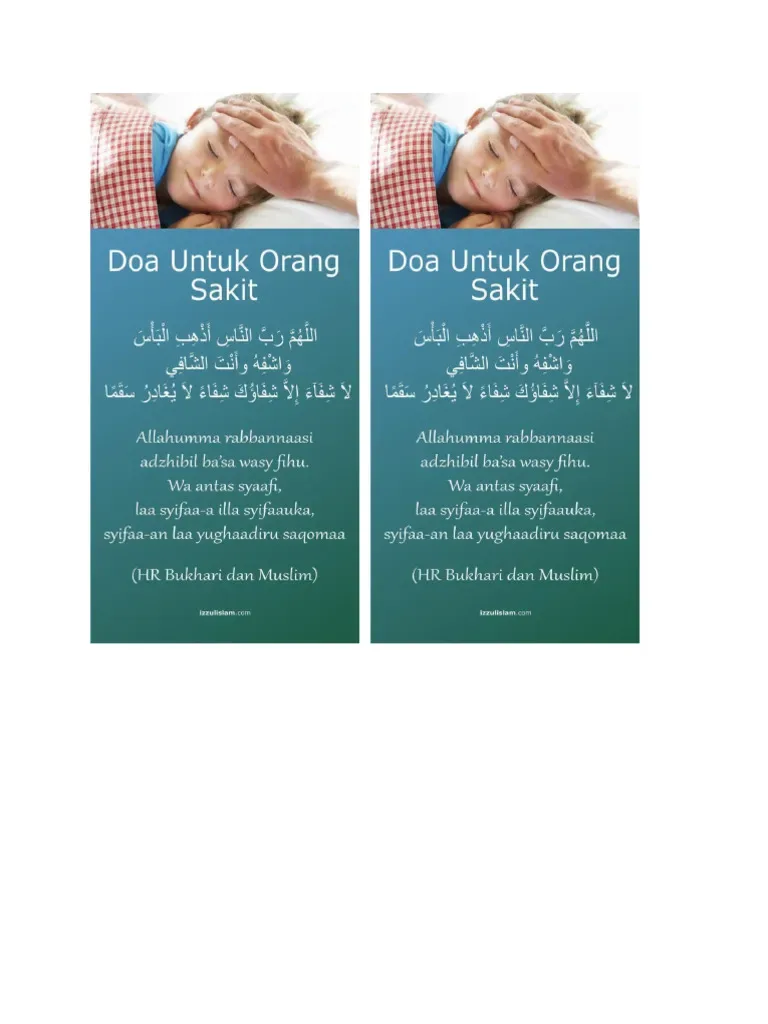 Doa Orang Sakit Parah Lengkap Arab, Latin, dan Artinya