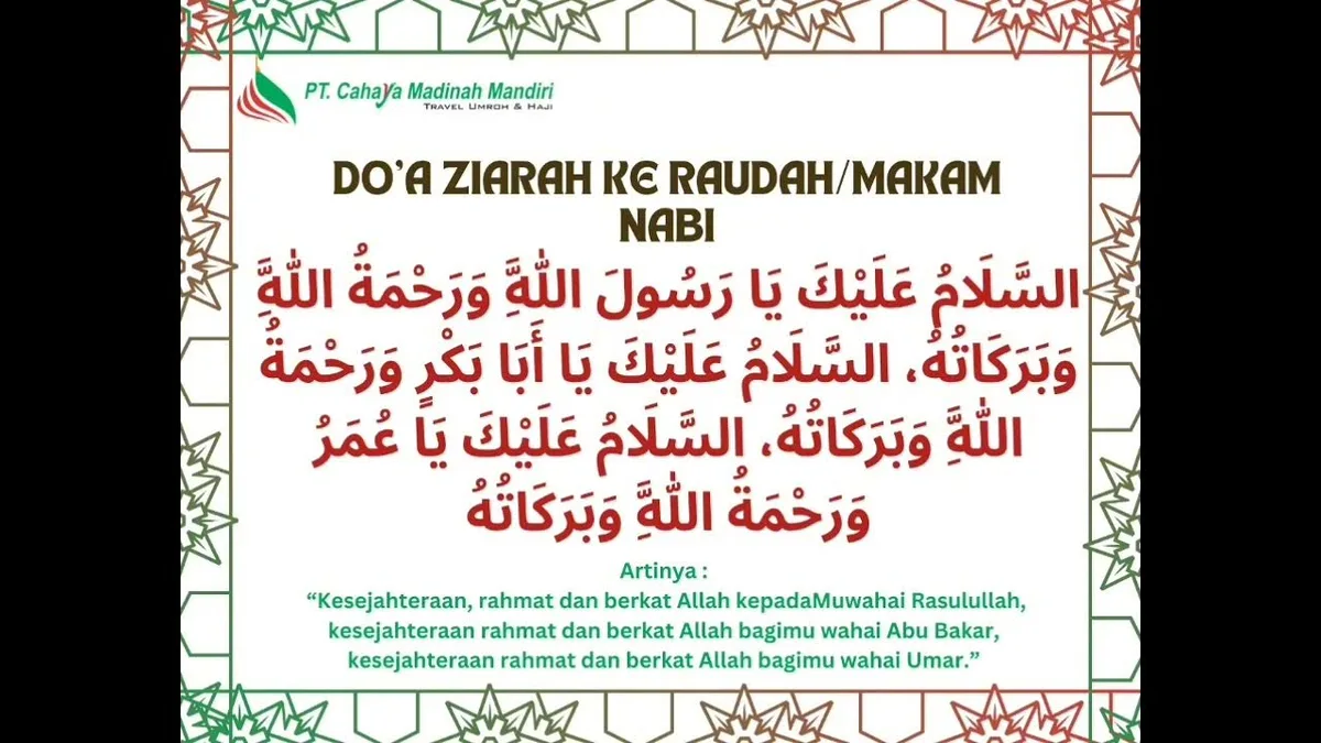 Bacaan Doa Ziarah Raudah Lengkap Arab, Latin, dan Artinya