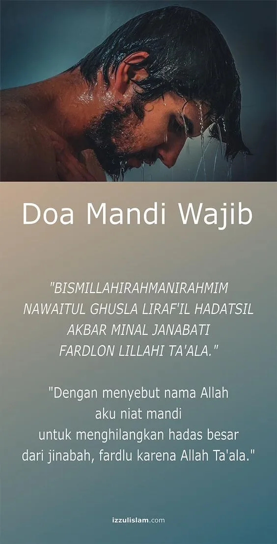 Lafaz Niat Mandi Hadas Besar dalam Tulisan Arab, Latin, dan