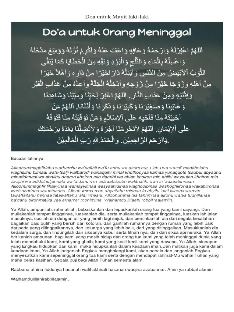 Bacaan Doa untuk Orang Meninggal Lengkap Arab, Latin, dan