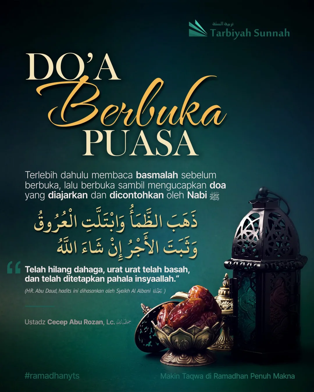 Doa Berbuka Puasa Dzahaba Lengkap Arab, Latin, dan Artinya