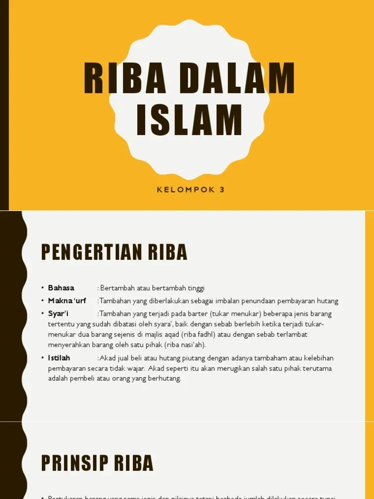 Riba dalam Islam dan Tanggung Jawab Sosial